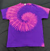 Pink and Purple Spiral Reverse Tie-Dyed T-Shirt, Adult Size Large