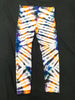 Women's Wide Waistband Navy and Rust Colored Tie-Dyed Leggings, Size XL
